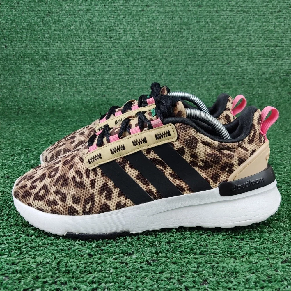 Adidas Sneakers Women 3.5 Brown Racer TR21‎ Leopard Print Cloudfoam GW7147